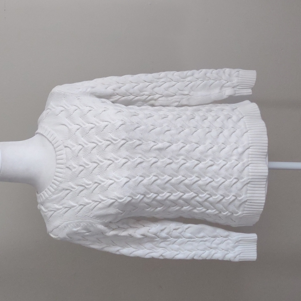 Lands'‎ End unique chunky-knit woven white sweater Size S